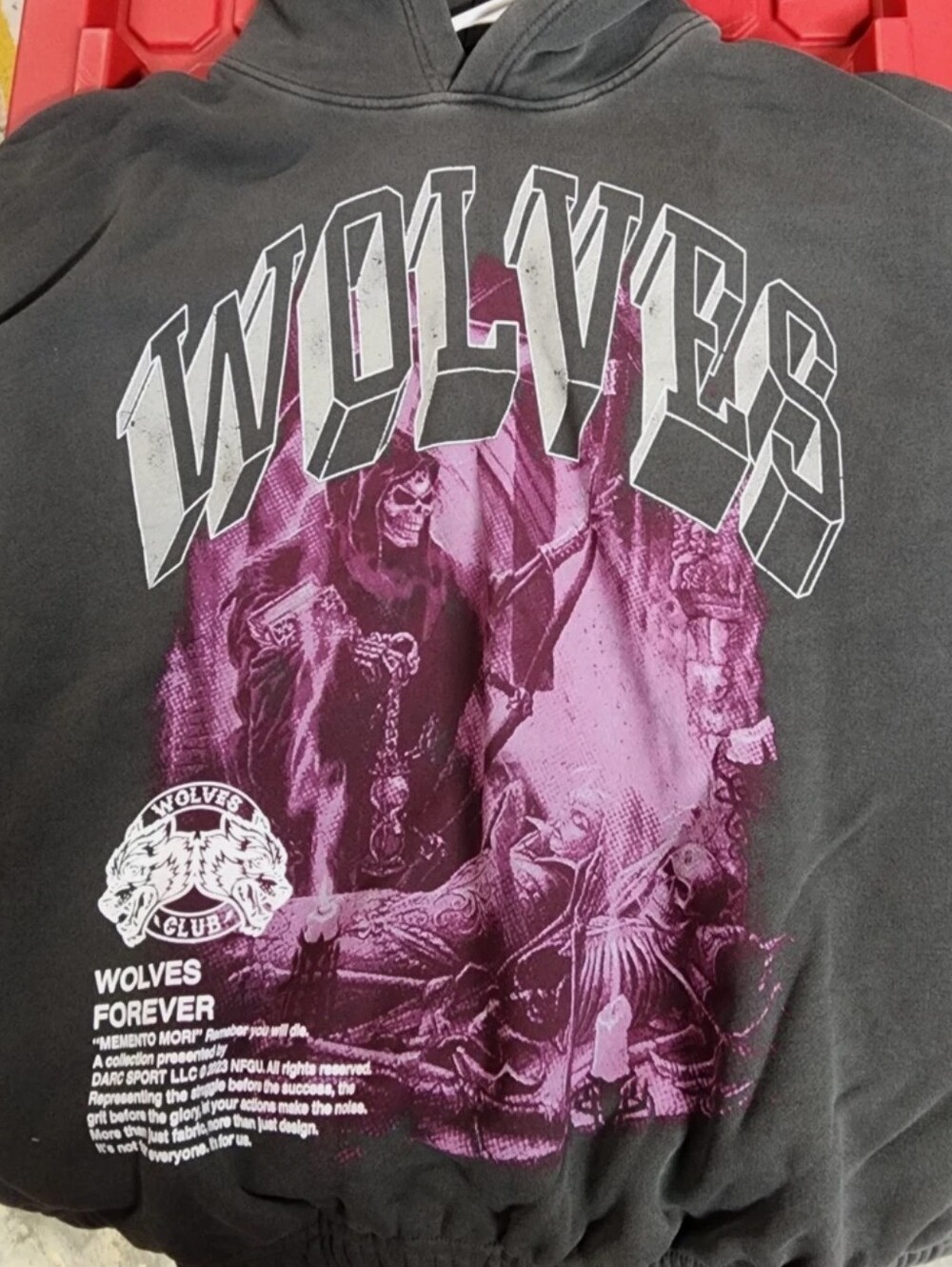 Darc Sport Wolves Graphic Hoodie - Charcoal with Purple Print